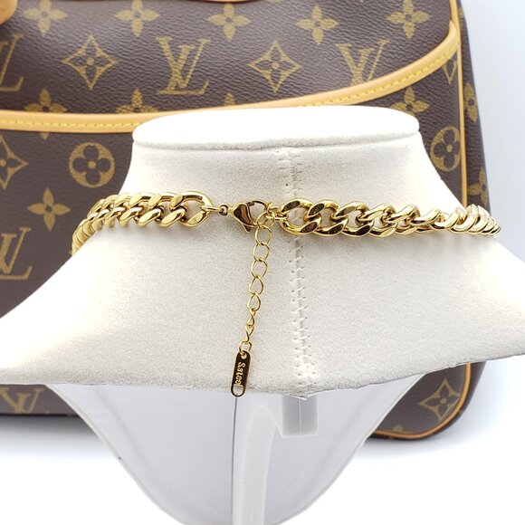 Authentic Louis Vuitton Padlock w/Unbranded Stainless Steel Gold Plated Chain - Picture 6 of 9